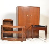 A collection of furniture to include a mahogany bachelor's compactum tallboy, piano stool, oak floor