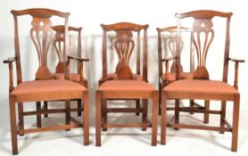 A set of 6 antique style Chippendale revival dining chairs to include 4 standard and 2 carvers.