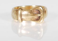 An English hallmarked 9ct gold buckle ring. Hallmarked London 1977. Weight 11.3g. Size U.5.