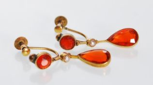 A PAIR OF EARLY 20TH CENTURY SPESSARTINE GARNET &