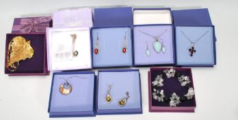 A collection of sterling silver ladies dress jewellery together with costume jewellery to include