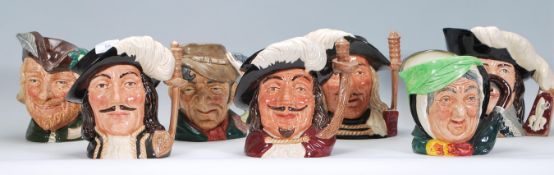 A collection of Royal Doulton character jugs to include Aramis, Sairey Gamp, Porthos, Athos, Robin