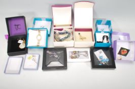 A collection of ladies dress costume and silver jewellery to include a gold plated silver 925 ring