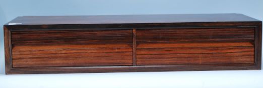 A 20th Century retro vintage teak wood PS System twin drawer wall mountable desk having central