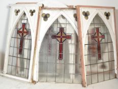 A group of seven early 20th Century ecclesiastical lead lined stain glass church windows of arched