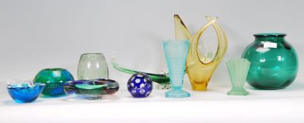 A collection of retro vintage studio art glass to