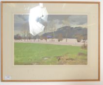 Allan Laycock (b. 1928) - 'Flooding at Ashleworth' - An acrylic on paper painting depicting a
