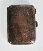 A silver hallmarked W H Haseler vesta case of rectangular form having an unmarked cartouche panel to