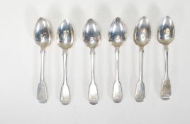 A selection of six silver hallmarked William IV fiddle pattern teaspoons dating from the early