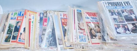 A large collection of Private Eye magazines dating from the late 1970's through to to recent