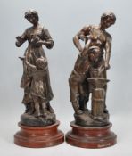 After Ruffony French Sculptor - A pair of early 20th Century bronze spelter figurines depicting