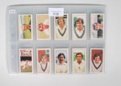 A collection of vintage trade cards; Bassett Cricket Second Series, set within plastic wallets.