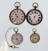 A collection of silver pocket watch to include a London hallmarked open faced key wind pocket