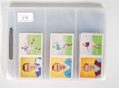 A set of forty eight (48) Chix Footballers Portrait & Action trade cards within plastic sleeves.