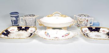 A collection of 19th and early 20th century plates to include Coalport trefoil serving dish,