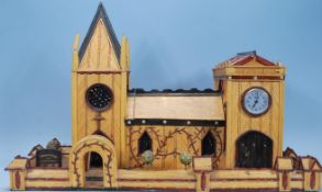 An unusual scratch built prisoner of war type large scale hand made model of a Church within grounds