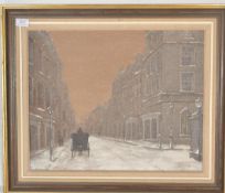 G. Grinling - A 20th Century oil on canvas painting depicting a London street in the snow with a