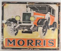 A contemporary artist's impression of a vintage enamel advertising sign on board for Morris