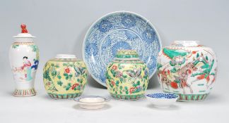 A collection of Chinese ceramics to include bulbou