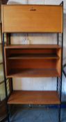 A retro mid 20th century teak wood and metal  modular Ladderax single bay unit system. Comprising