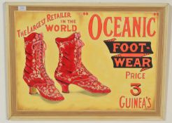 A contemporary oil on board artists impression of a vintage enamelled advertising sign for Oceanic