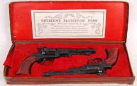 ORIGINAL VINTAGE CRESCENT CHILDREN'S TEXAS CAP PISTOLS IN BOX