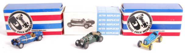 THREE GRAND PRIX MODELS BOXED DIECAST CLASSIC RACING CARS