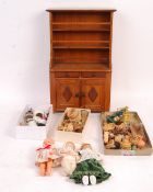 ASSORTED DOLLS HOUSE FURNITURE, DOLLS AND CHINA