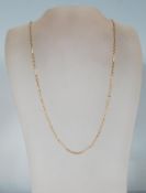 A 9ct gold hallmarked fancy link figaro chain uniting with c-clasp stamped 375. Total weight 8.