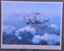 Robert Taylor Print 'Lancaster' Signed by Group Captain Geoffrey Leonard Cheshire, framed and