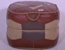 A vintage retro 20th Century 1970's leather footstool of square form having leather stitched