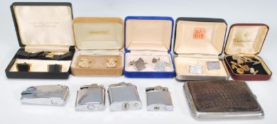 A collection of gents vintage cuff links to include gilt gold metal cuff links, silver white