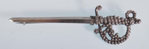An early 20th Century Charles Horner silver hallmarked brooch in the form of a sword with a