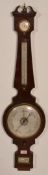A 19th century George III mahogany banjo barometer by Lombardini of Bristol. The mercury barometer
