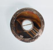 A 19th Century Scottish Victorian silver buckle brooch of round form having a pierced centre, set