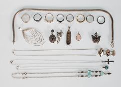 A selection of silver dress jewellery to include, 925 silver locket in the shape of a Butterfly, 925