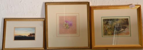 A group of 20th Century Watercolour paintings. Anne Cherry. Entitled Evening Flight. Landscape