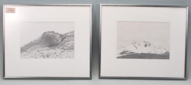 Joyce Curtis - A pair of original pencil on paper drawings depicting mountainous landscape scenes