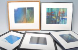 Anthony Curtis (born 1928) - A group of five oil on paper paintings, three depicting abstracted