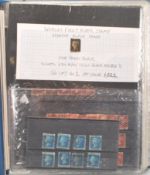 GB Victorian stamp collection with 1d Penny Black, 2d Blues (x8) 1/- Embossed, 1d Reds (x37) and (