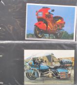 MOTORCYCLES (x60) full colour postcards of motor bikes in album. Many Harley Davison.