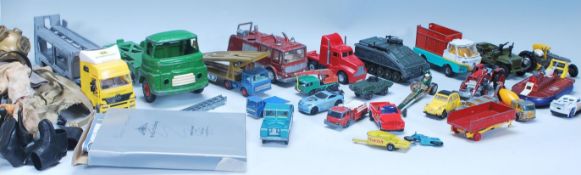 A box of vintage 20th Century toys to include diecast vehicles to include Matchbox, Tri-ang, Corgi