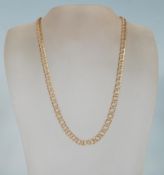 A 20th Century 9ct gold fine fancy link necklace chain having a lobster clasp. Clasp marked 375.