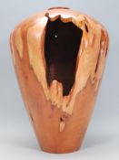 A contemporary signed studio art wooden vase of ta