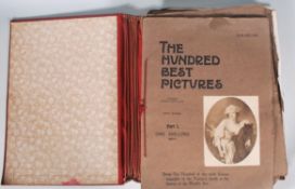 Charles Letts & Co. A portfolio of 'The Hundred Best Pictures'. Red folio bound with sixteen