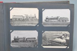TRANSPORT, Railwayana. Antique/vintage postcard collection in specially made old album holding