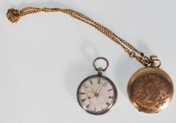 A good early 20th century Waltham full hunter pocket watch with enamel dial, faceted hands and sub