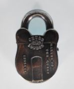 A silver plated vesta case in the form of a padlock. Featuring markings such as Chubb - London.