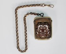 A good early 20th Century silver plated vesta case of simple form having applied gold plated and