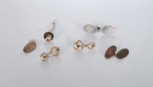 A selection of mens silver cufflinks to include a pair of silver hallmarked oval cufflinks with
